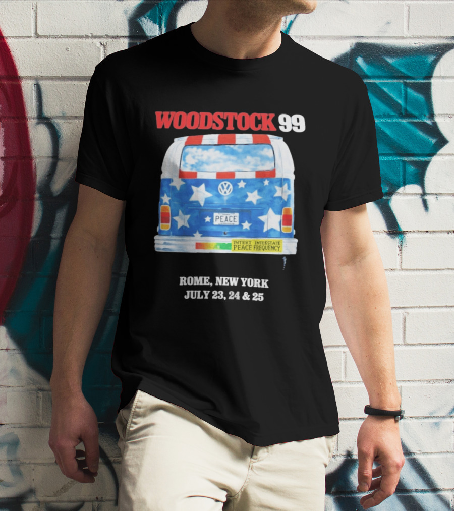 Woodstock 99 Something Very Bad Is Going To Happen Peace Frequency VW Van T-Shirt