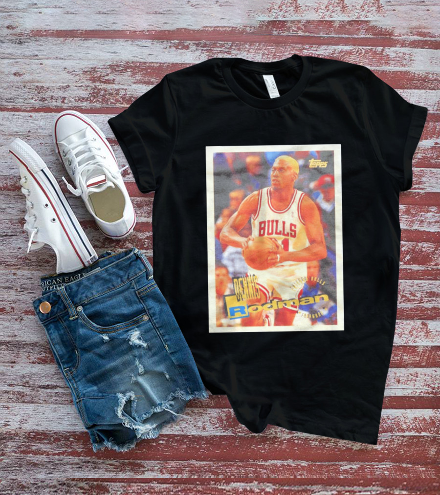 Dennis Rodman Chicago Bulls Topps Card NBA Forward T-Shirt