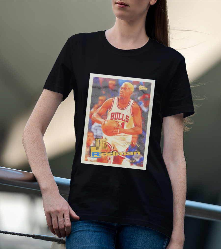 Dennis Rodman Chicago Bulls Topps Card NBA Forward T-Shirt