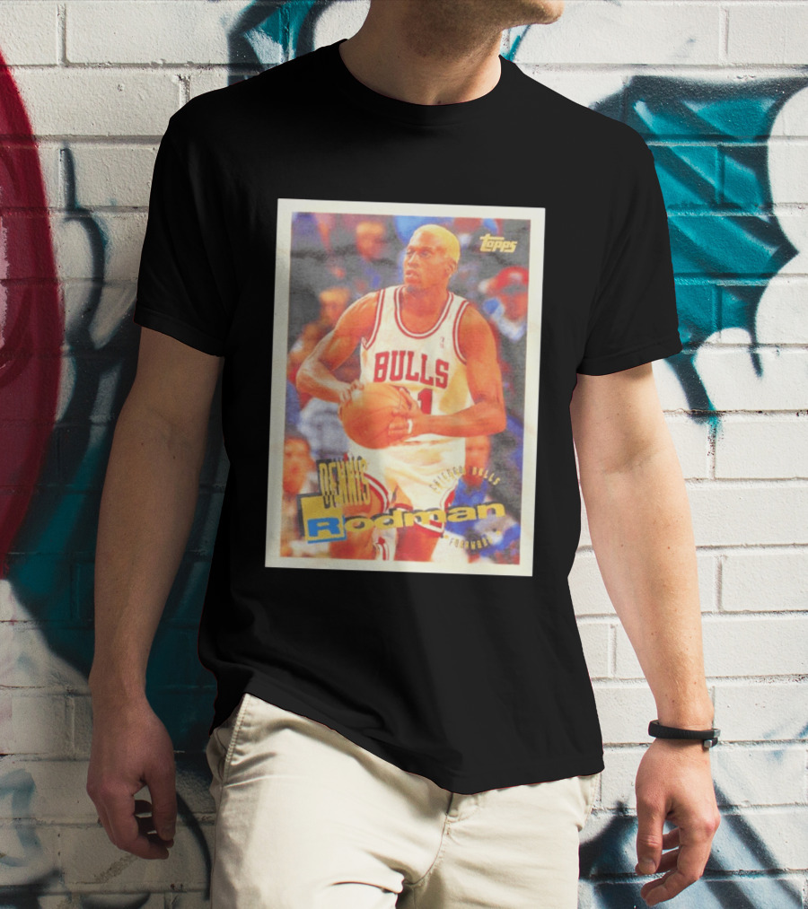 Dennis Rodman Chicago Bulls Topps Card NBA Forward T-Shirt