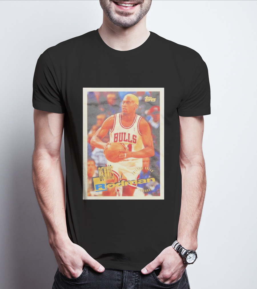 Dennis Rodman Chicago Bulls Topps Card NBA Forward T-Shirt