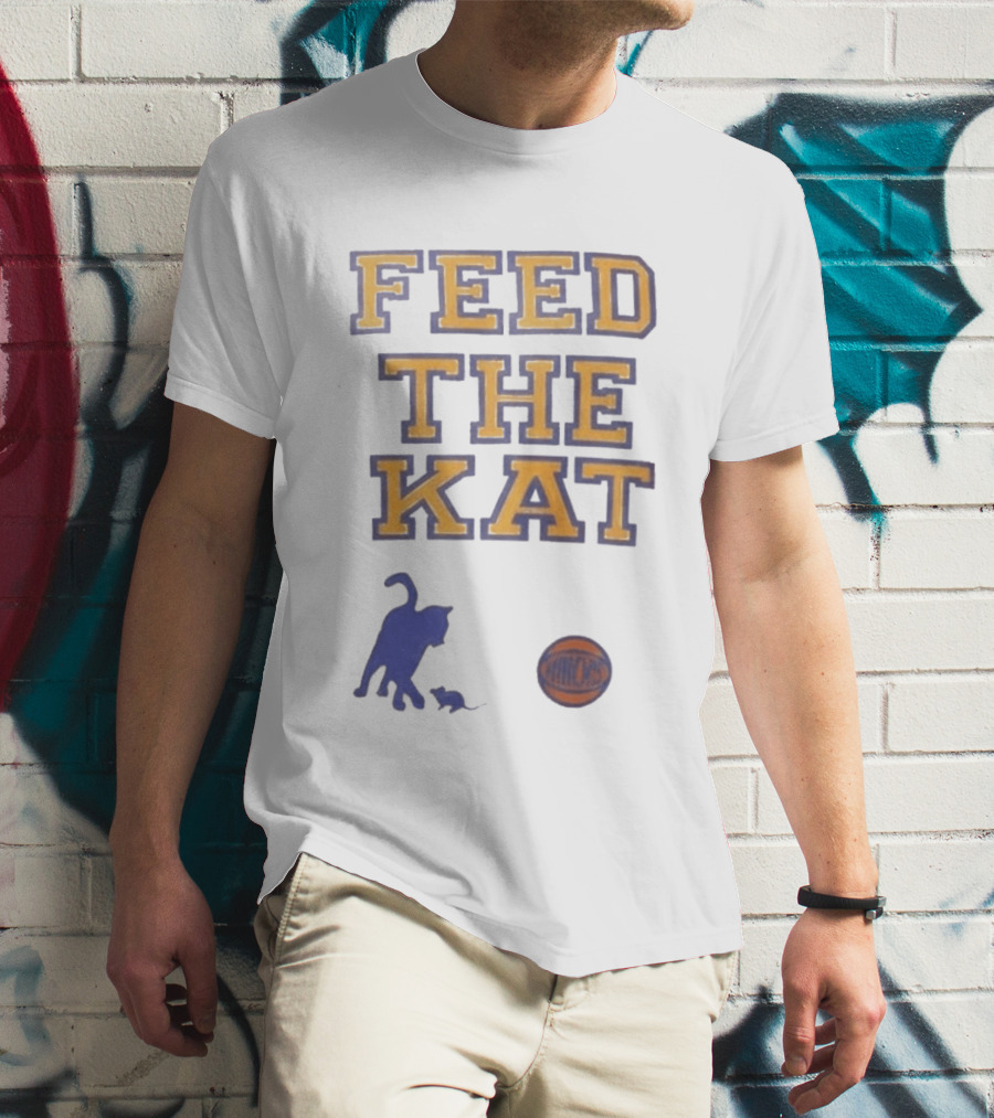 Feed The Kat Knicks Logo Basketball Cat T-Shirt