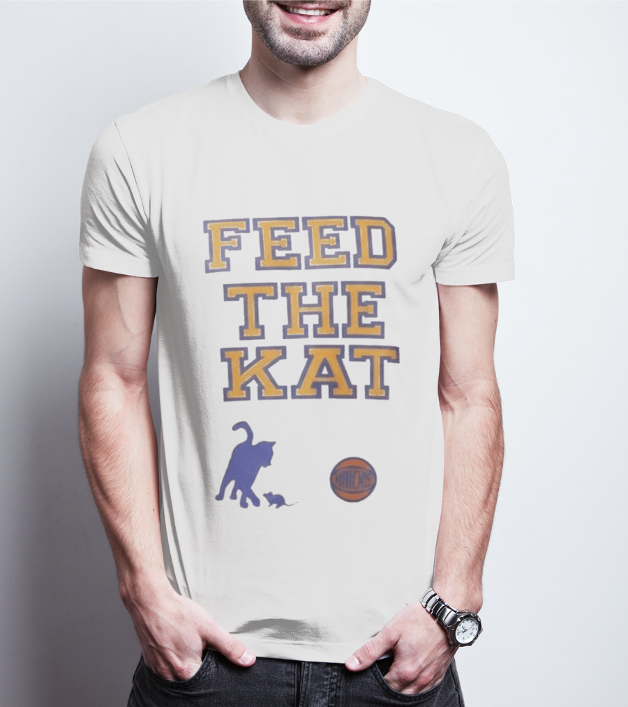 Feed The Kat Knicks Logo Basketball Cat T-Shirt