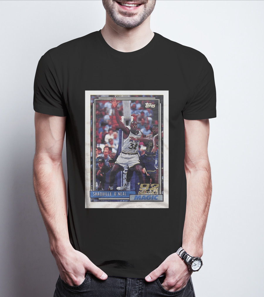 Shaquille O'Neal 1992 NBA Draft Pick Topps Card Orlando Magic T-Shirt
