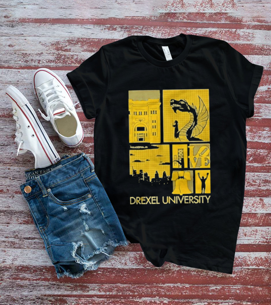 Drexel University Dragons Skyline Liberty Bell Icon Philadelphia T-Shirt