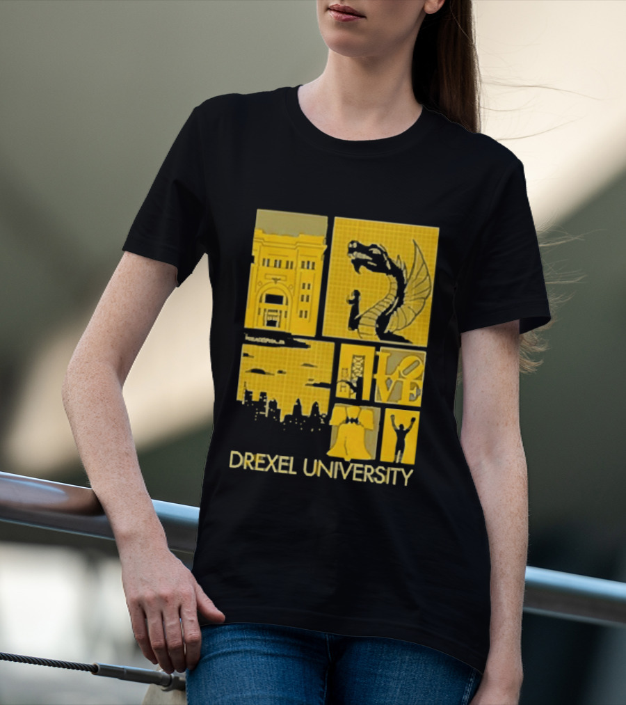 Drexel University Dragons Skyline Liberty Bell Icon Philadelphia T-Shirt