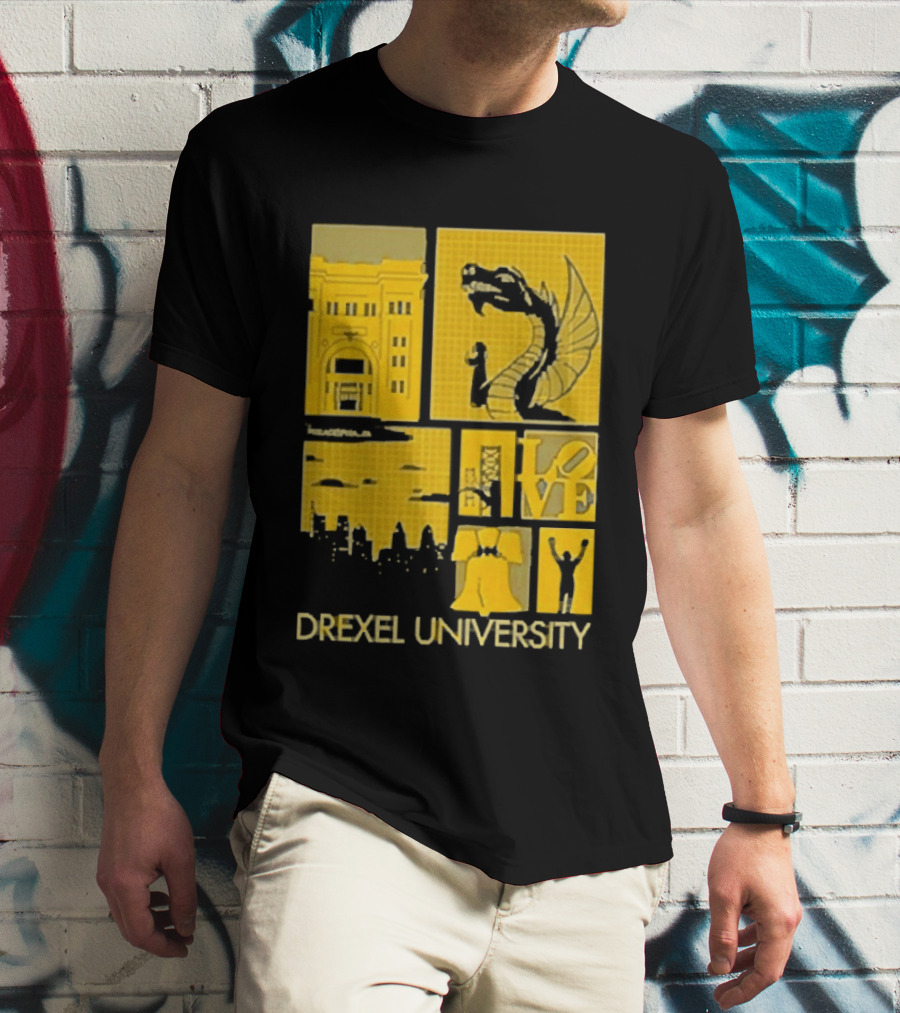 Drexel University Dragons Skyline Liberty Bell Icon Philadelphia T-Shirt