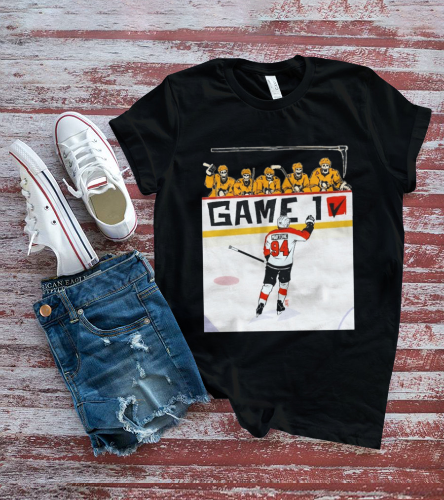 Philadelphia Flyers Porter Martone Celebrates Game 1 Win Over Pittsburgh Penguins T-Shirt