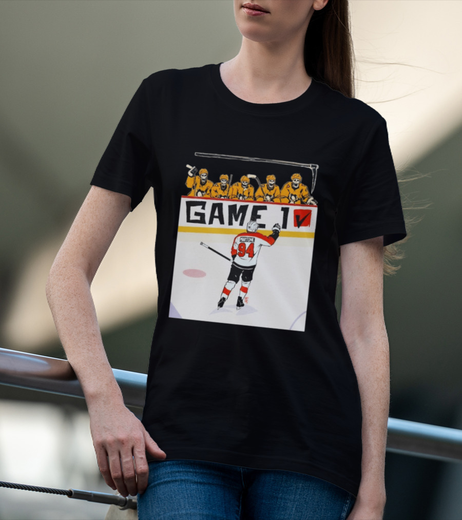 Philadelphia Flyers Porter Martone Celebrates Game 1 Win Over Pittsburgh Penguins T-Shirt