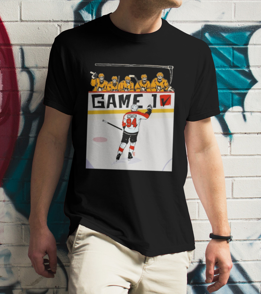 Philadelphia Flyers Porter Martone Celebrates Game 1 Win Over Pittsburgh Penguins T-Shirt