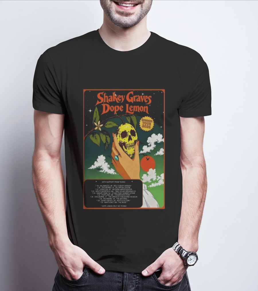 Shakey Graves Dope Lemon Summer Tour 2026 With Texino Support T-Shirt