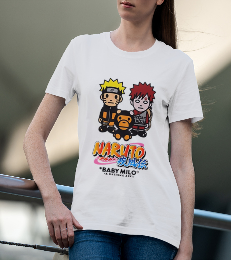 Naruto Baby Milo A Bathing Ape Collaboration With Gaara And Baby Milo Characters T-Shirt