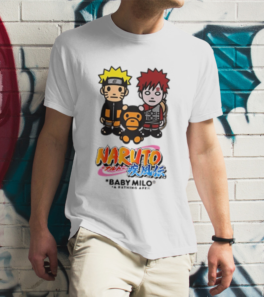 Naruto Baby Milo A Bathing Ape Collaboration With Gaara And Baby Milo Characters T-Shirt