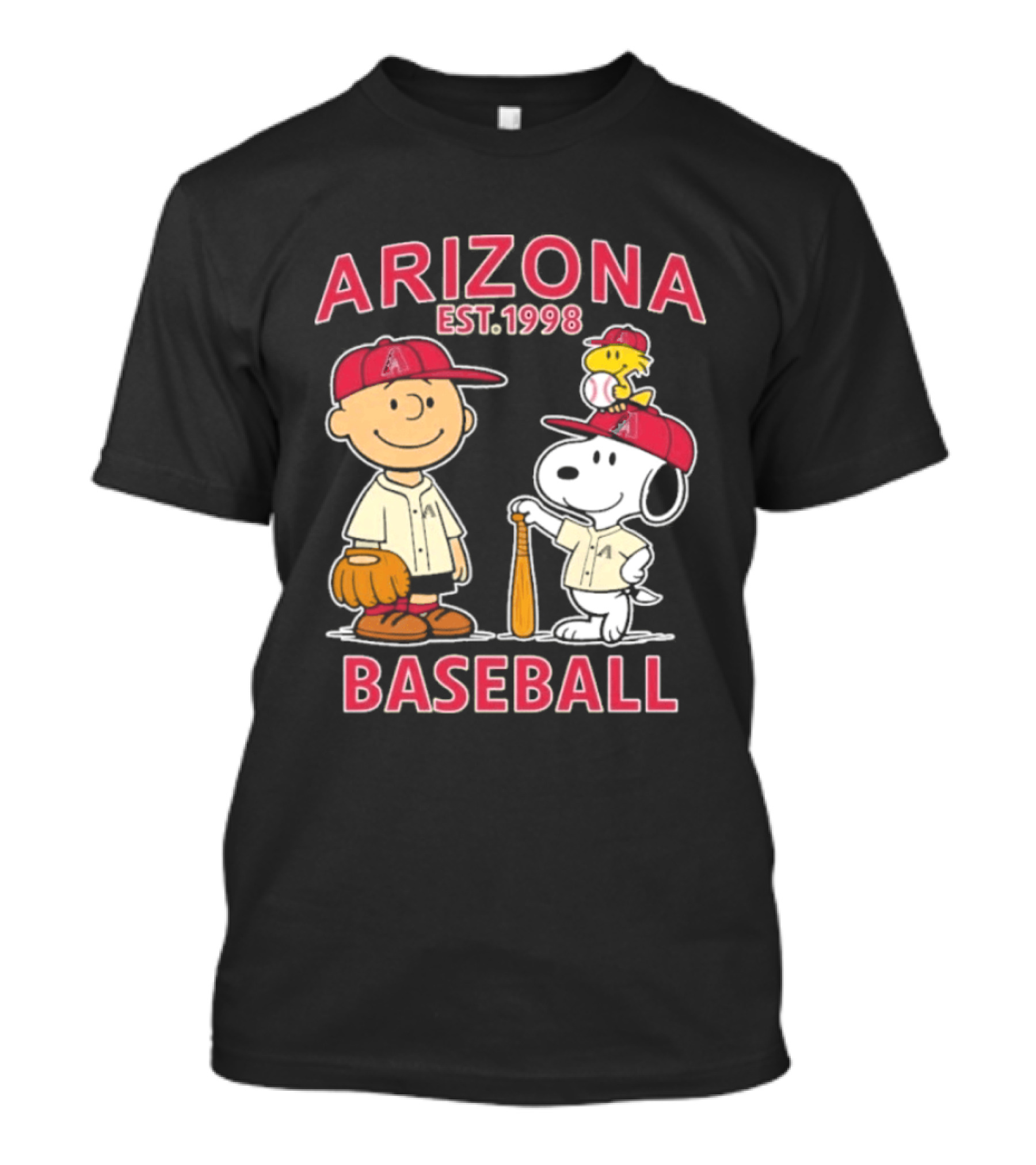 Arizona Est. 1998 Snoopy Woodstock Baseball Team Brown T-Shirt