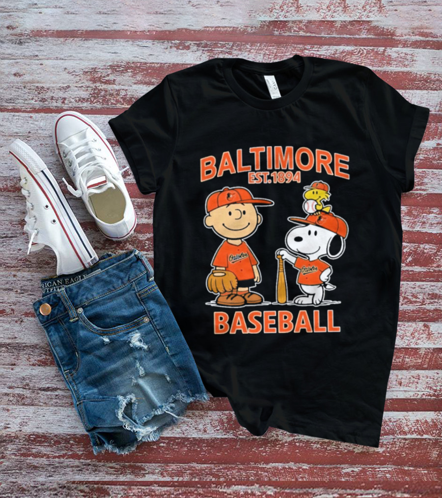 Baltimore Est. 1894 Baseball Snoopy Woodstock Charlie Brown T-Shirt
