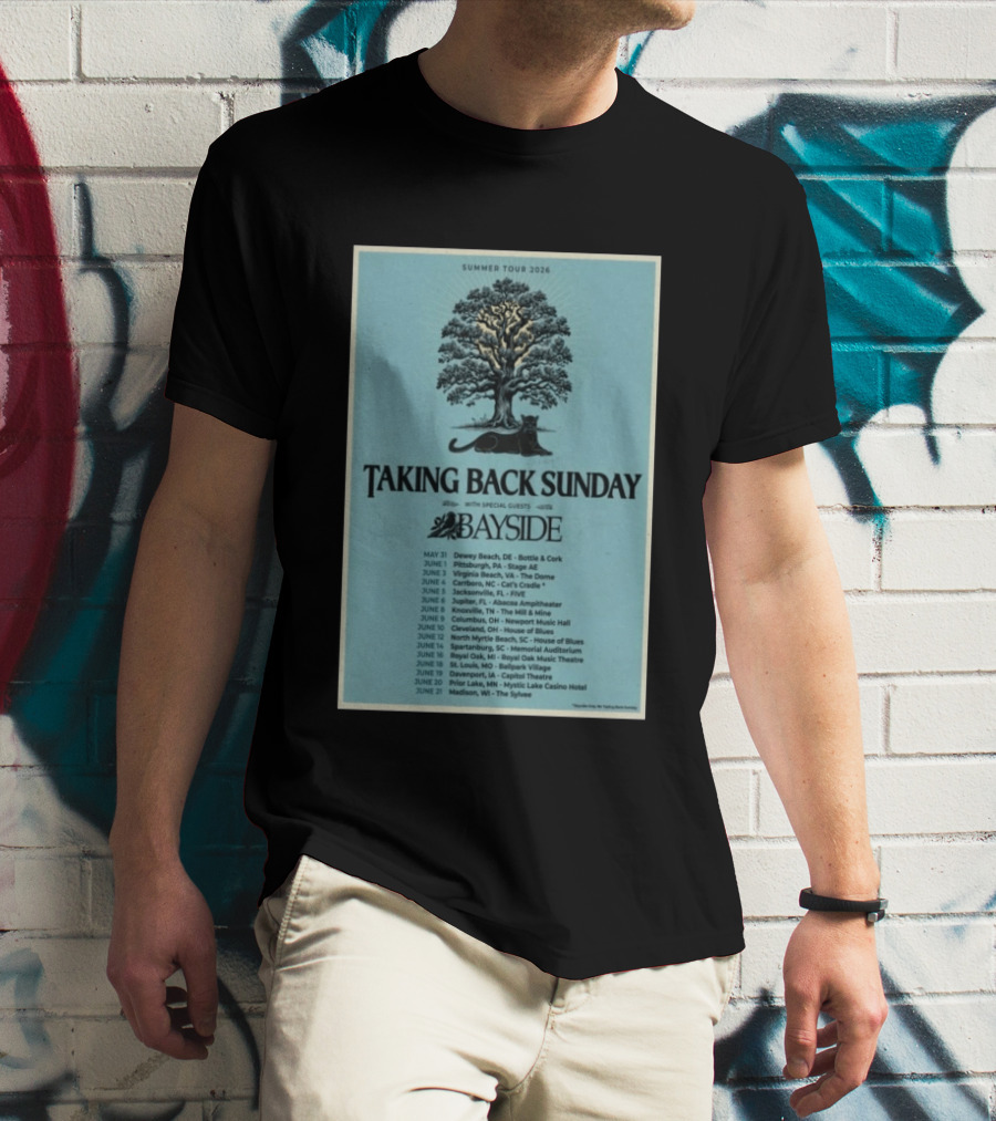 Summer Tour 2026 Taking Back Sunday With Bayside Concert Dates And Locations T-Shirt