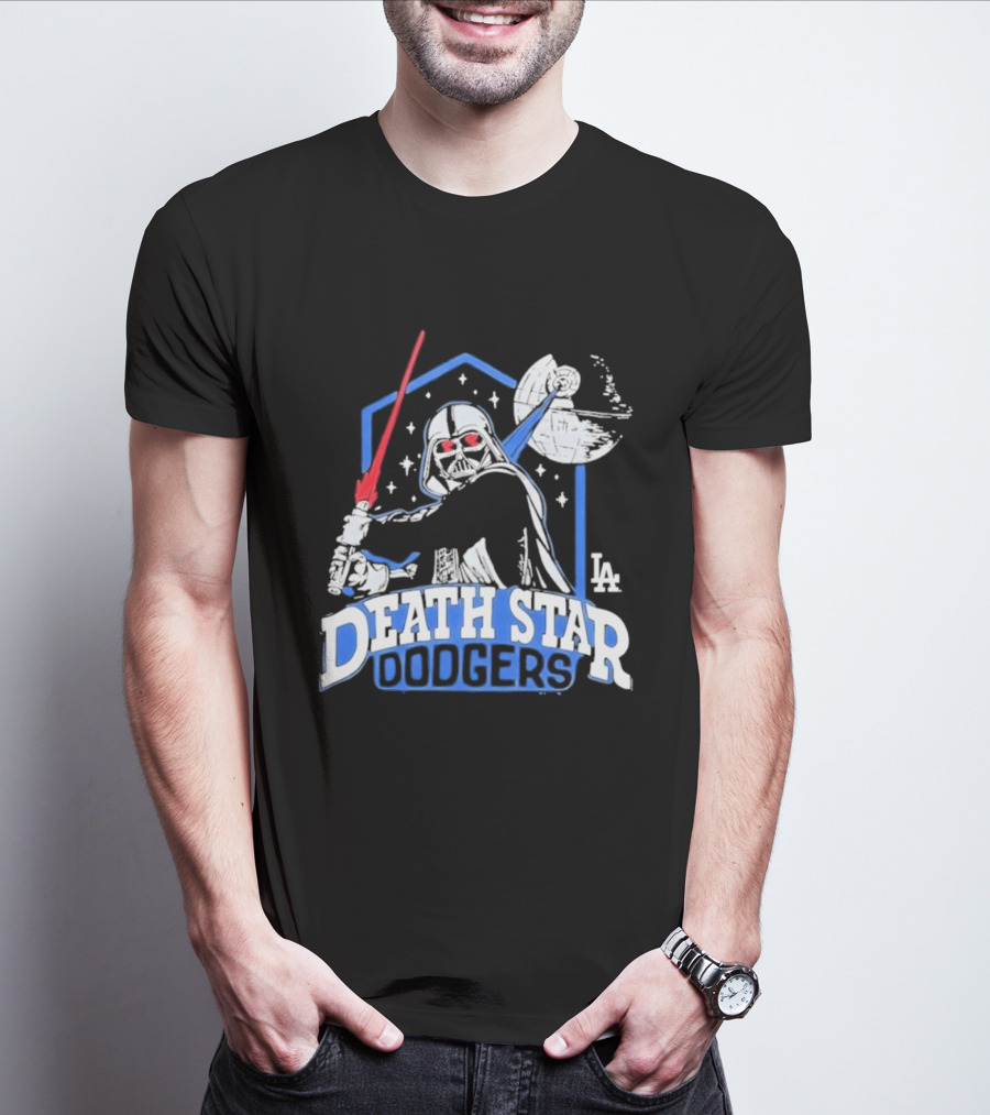 Death Star Dodgers LA Dark Side Star Wars Vader Mashup T-Shirt