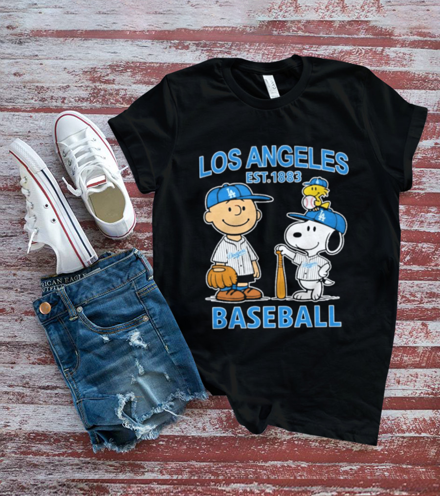 Los Angeles Baseball Est. 1883 Snoopy Woodstock Peanuts Brown T-Shirt