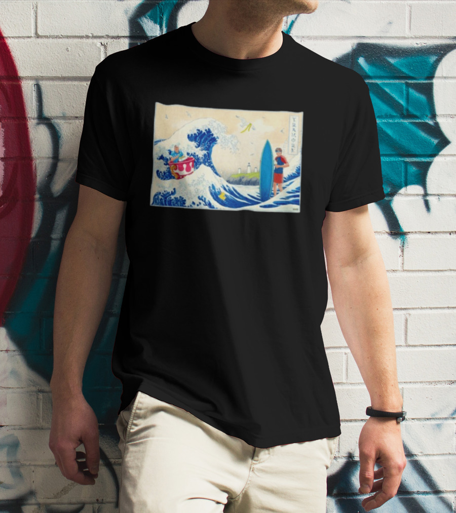 The Great Wave Tramore Surfing Scene Japan Irish Coast Fusion T-Shirt