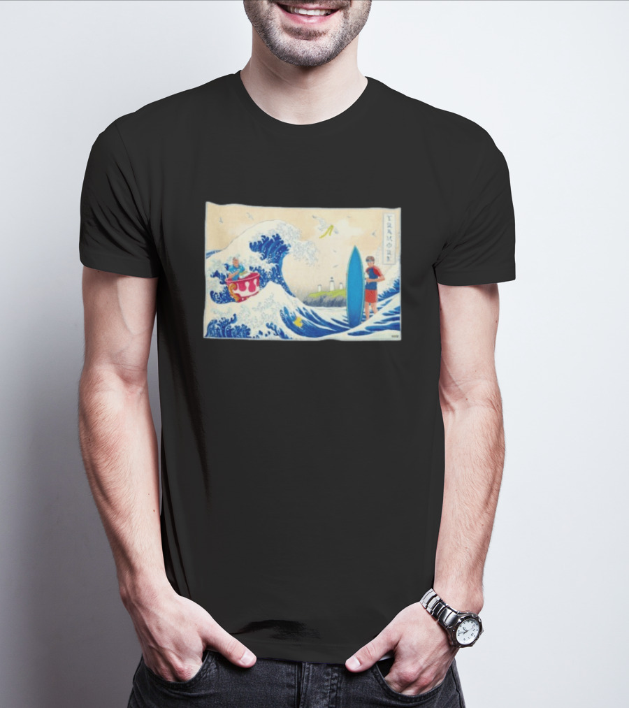 The Great Wave Tramore Surfing Scene Japan Irish Coast Fusion T-Shirt