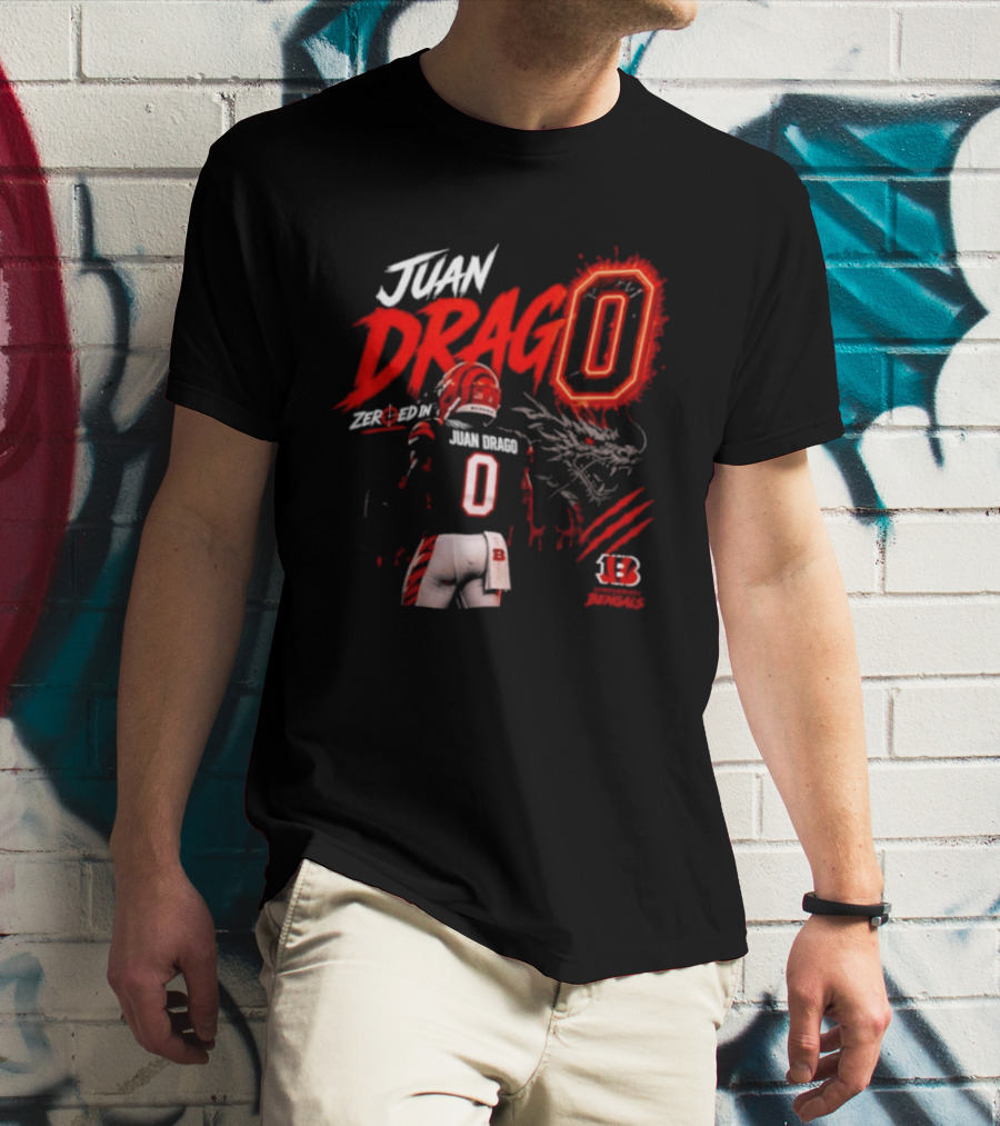 Juan Drago 0 Cincinnati Bengals Dragon Claw Football T-Shirt