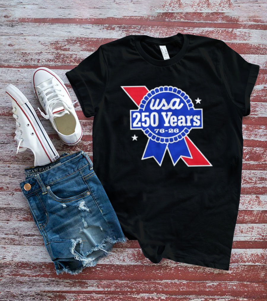 USA 250 Years Blue Ribbon 76 26 Celebration Stars T-Shirt