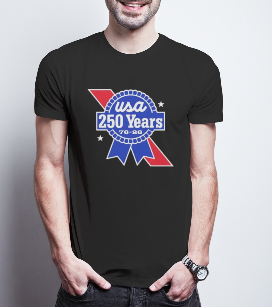 USA 250 Years Blue Ribbon 76 26 Celebration Stars T-Shirt