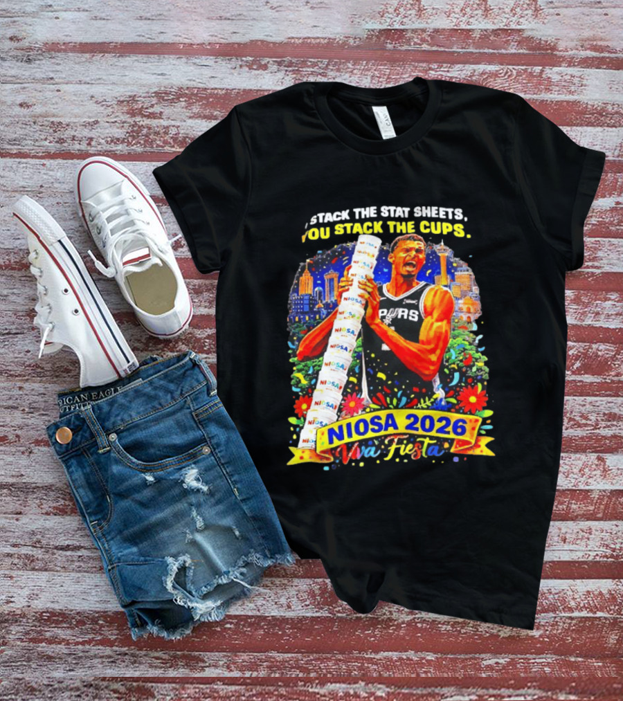 Victor Wembanyama Spurs NIOSA 2026 Viva Fiesta Stack The Stat Sheets T-Shirt