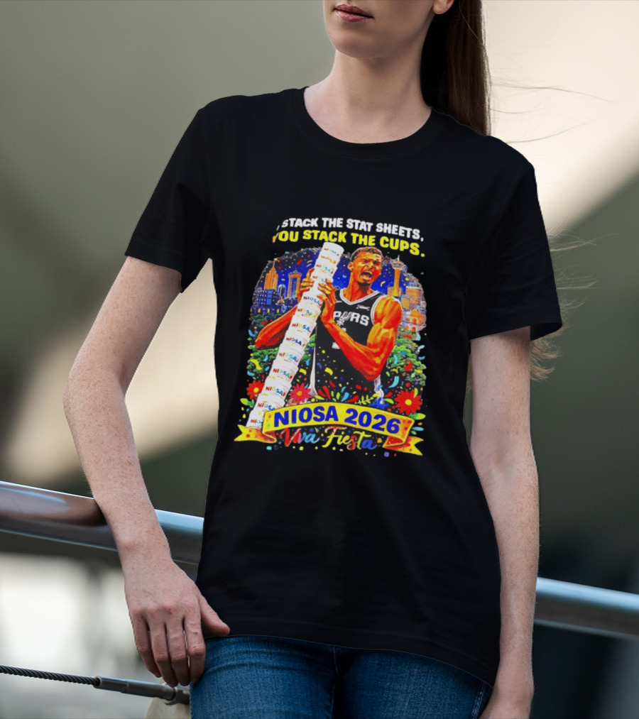 Victor Wembanyama Spurs NIOSA 2026 Viva Fiesta Stack The Stat Sheets T-Shirt