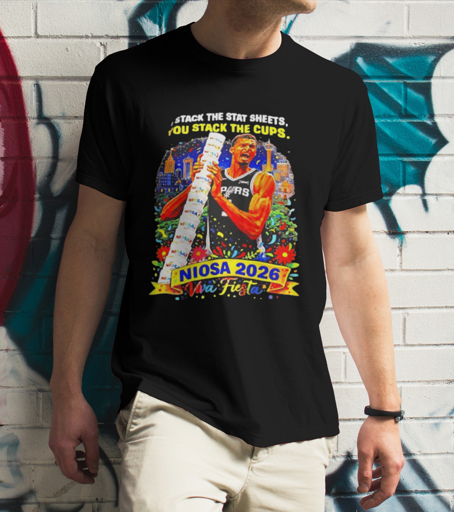 Victor Wembanyama Spurs NIOSA 2026 Viva Fiesta Stack The Stat Sheets T-Shirt