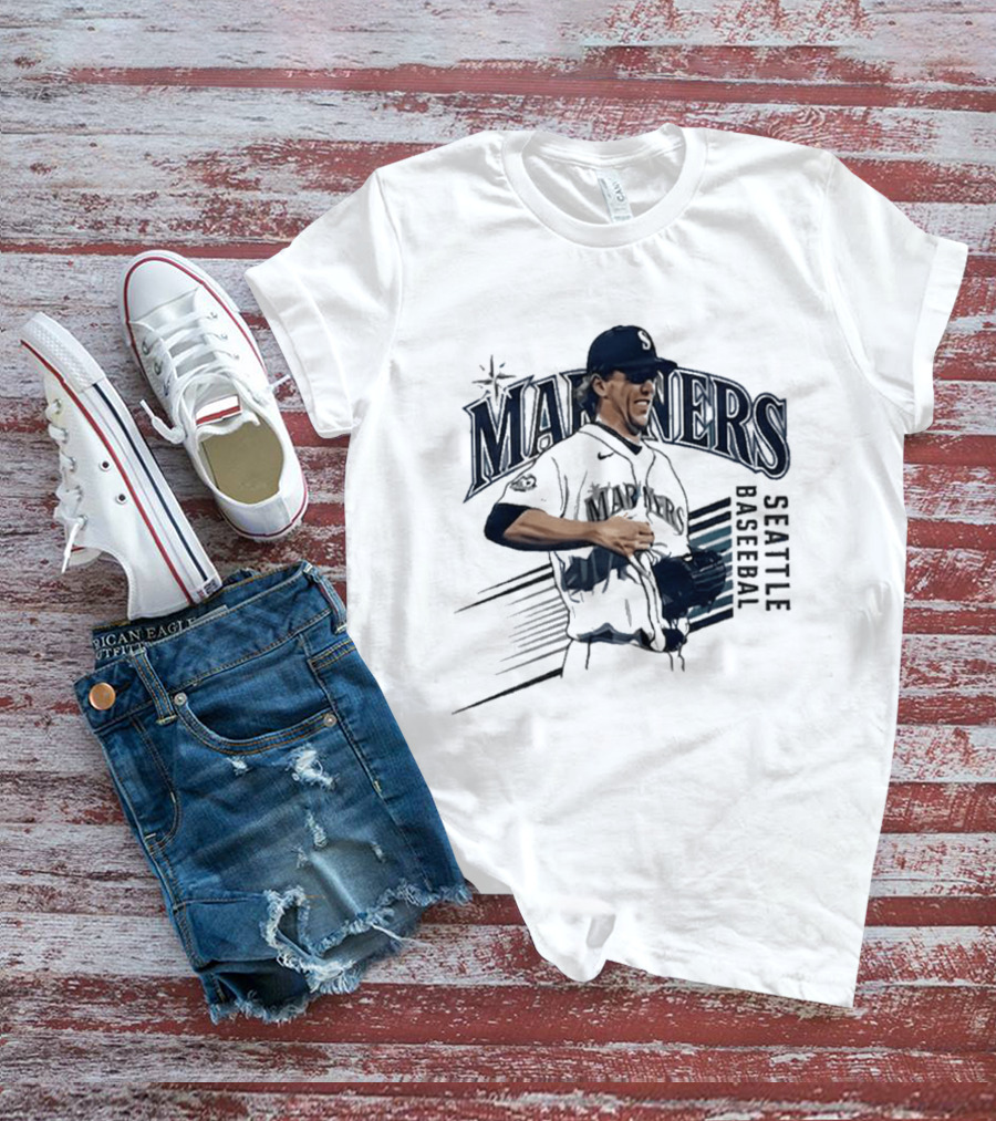 Seattle Mariners Logan Gilbert Pitcher Catches Ball Baseball T-Shirt