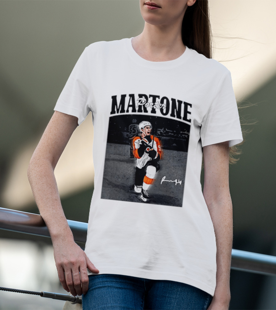 Porter Martone Fly Hockey Celebration With Signature T-Shirt