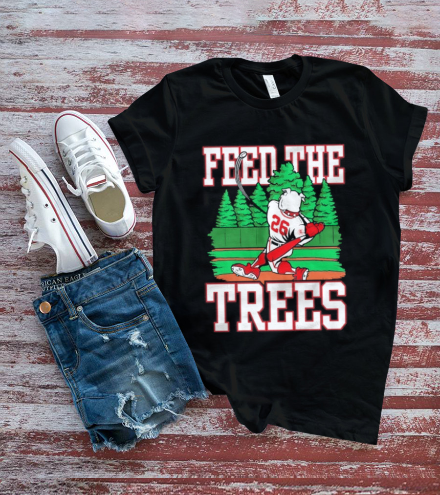 Georgia Bulldogs Feed The Trees Baseball 26 Player Swinging Bat T-Shirt