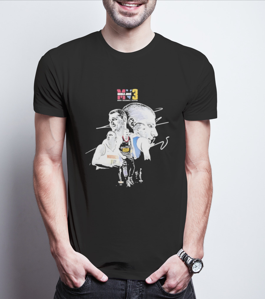 Denver Nuggets Nikola Jokic 3 MVP Basketball Art NBA 15 T-Shirt