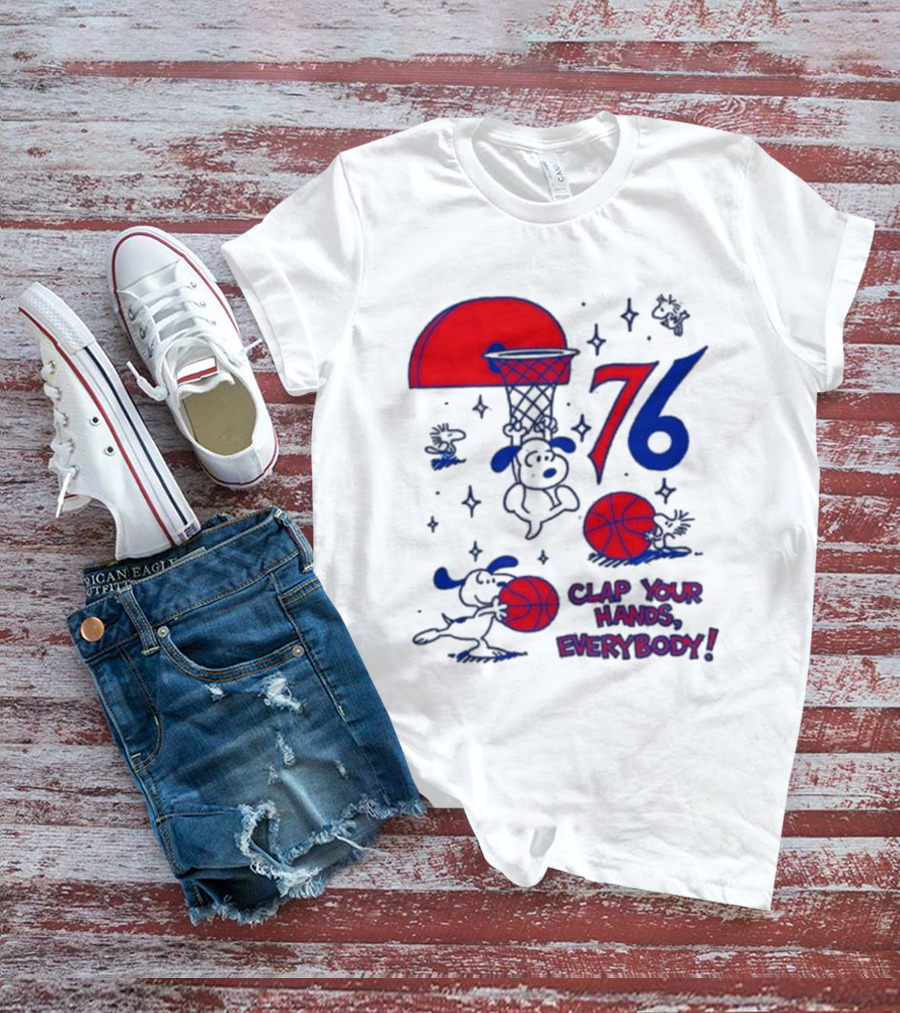 Ghost Bongo Sixers 76 Clap Your Hands Everybody Basketball Stars T-Shirt