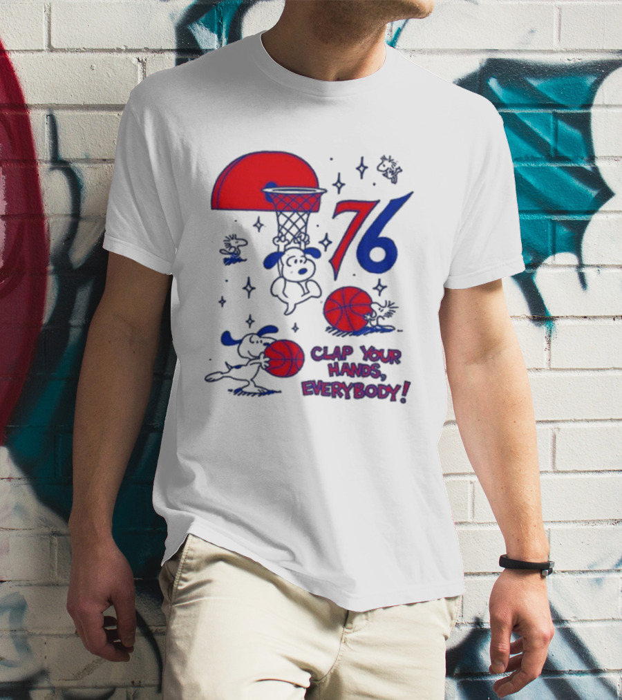 Ghost Bongo Sixers 76 Clap Your Hands Everybody Basketball Stars T-Shirt