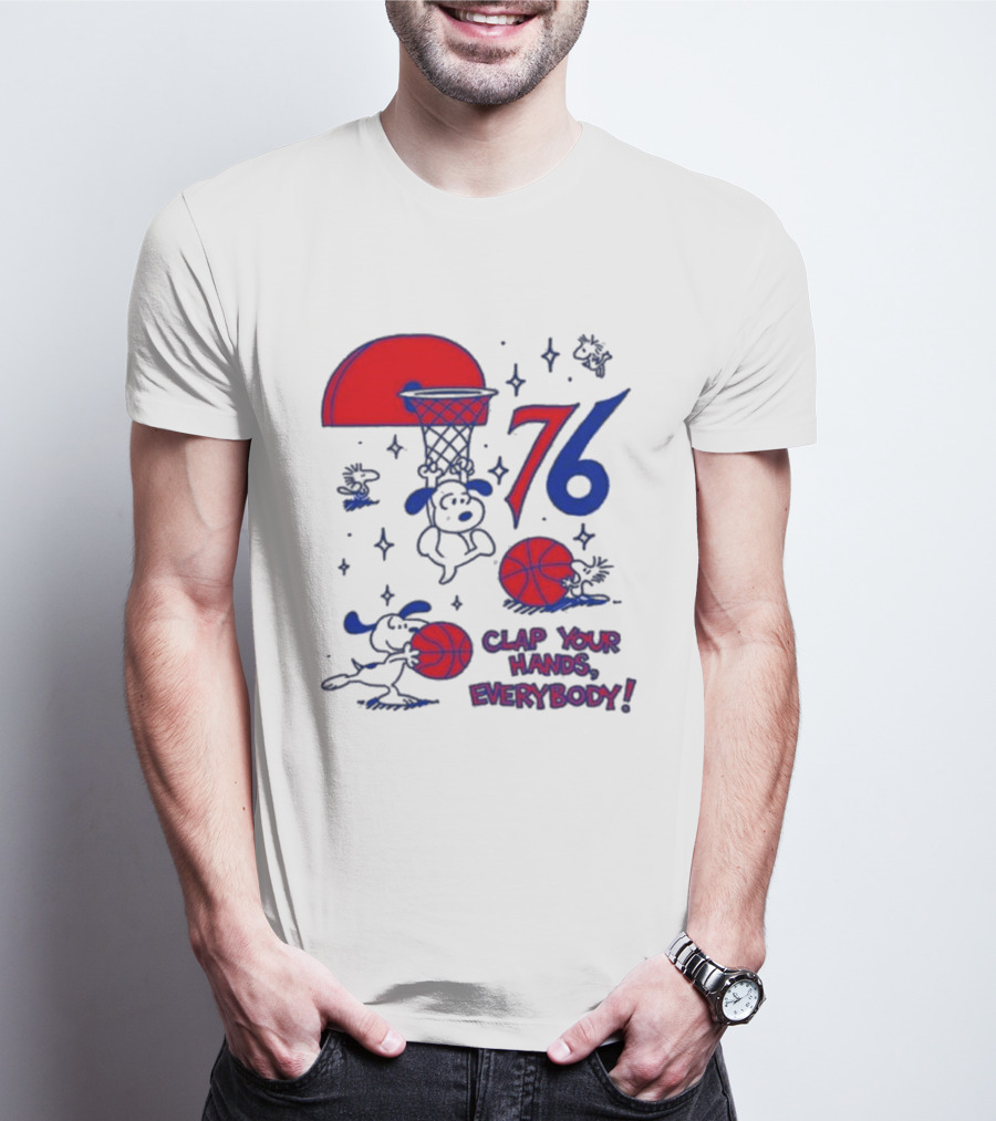 Ghost Bongo Sixers 76 Clap Your Hands Everybody Basketball Stars T-Shirt