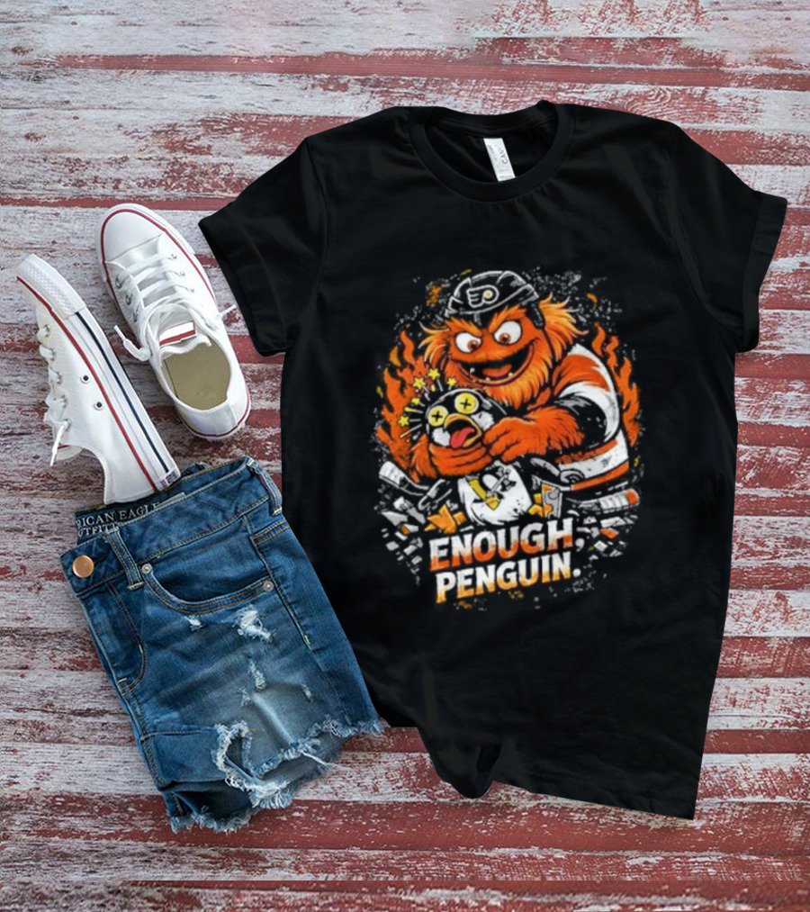 Gritty Enough Penguin Philadelphia Flyers Vs Penguins Retro Comic T-Shirt