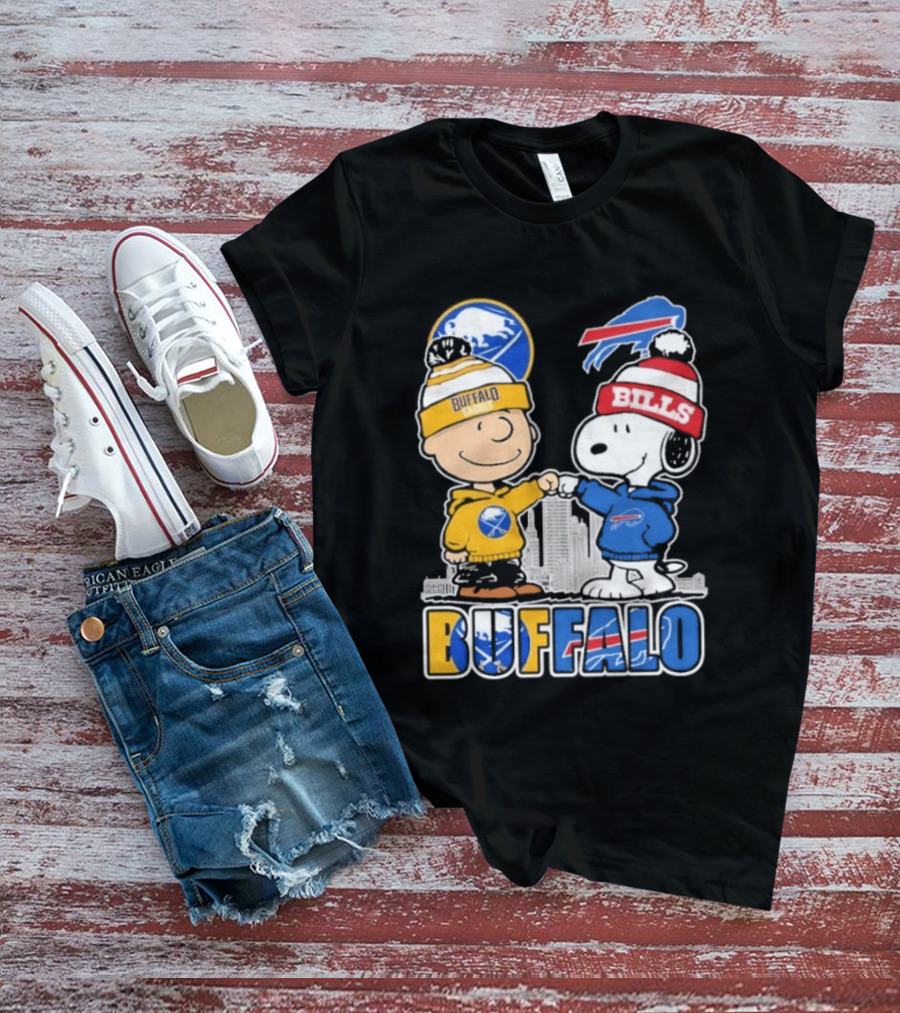 Buffalo Peanuts Fist Bump Sabres Bills Collaboration T-Shirt