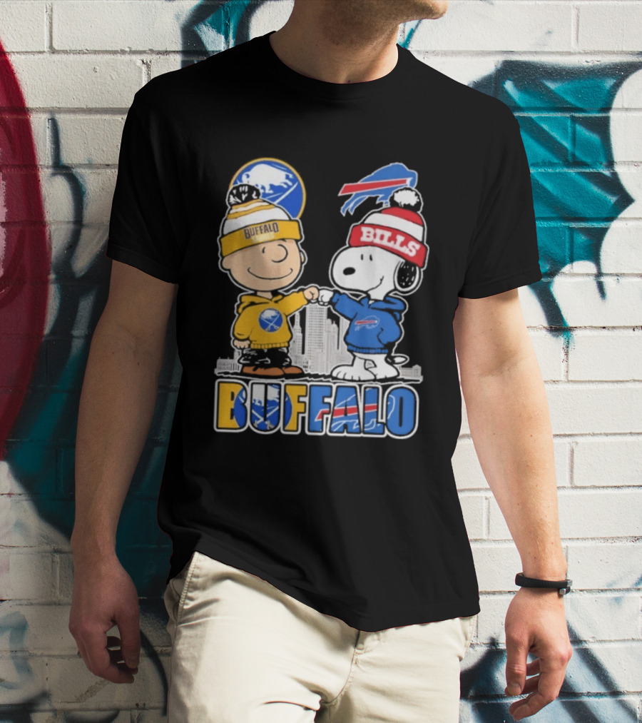 Buffalo Peanuts Fist Bump Sabres Bills Collaboration T-Shirt