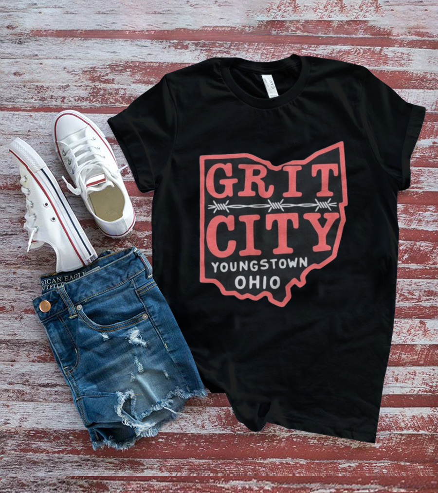 Grit City Youngstown Ohio Barbed Wire State T-Shirt