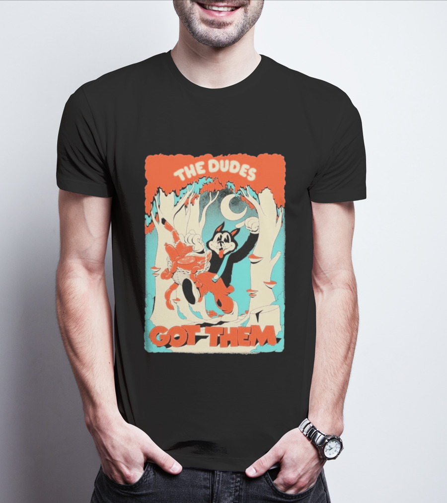 The Dudes Got Them Big Black Wolf In Forest Adventure T-Shirt