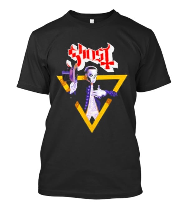 Ghost Papa Emeritus Holding Microphone With Red Gothic T-Shirt