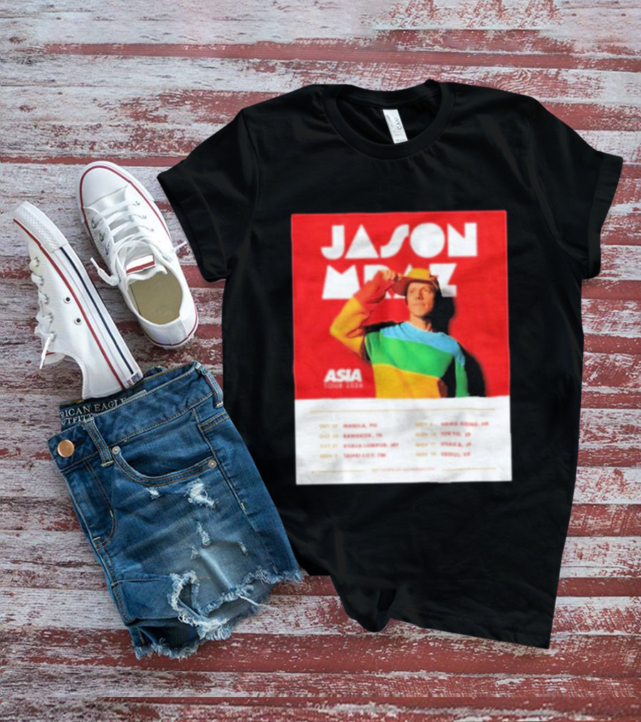 Jason Mraz Asia Tour Manila Bangkok Kuala Lumpur Taipei Hong Kong Tokyo Osaka Seoul 2026 T-Shirt
