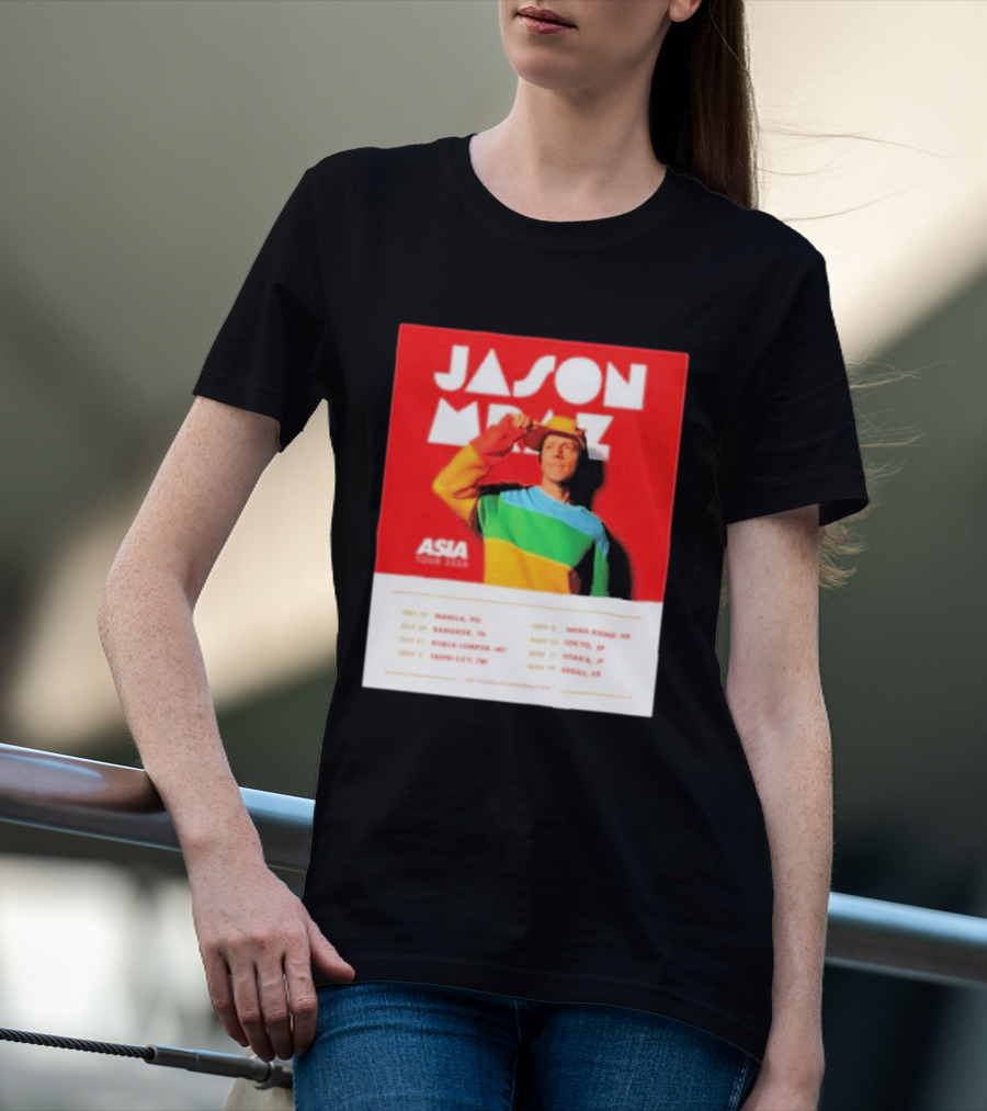 Jason Mraz Asia Tour Manila Bangkok Kuala Lumpur Taipei Hong Kong Tokyo Osaka Seoul 2026 T-Shirt