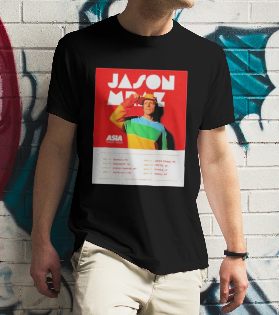 Jason Mraz Asia Tour Manila Bangkok Kuala Lumpur Taipei Hong Kong Tokyo Osaka Seoul 2026 T-Shirt