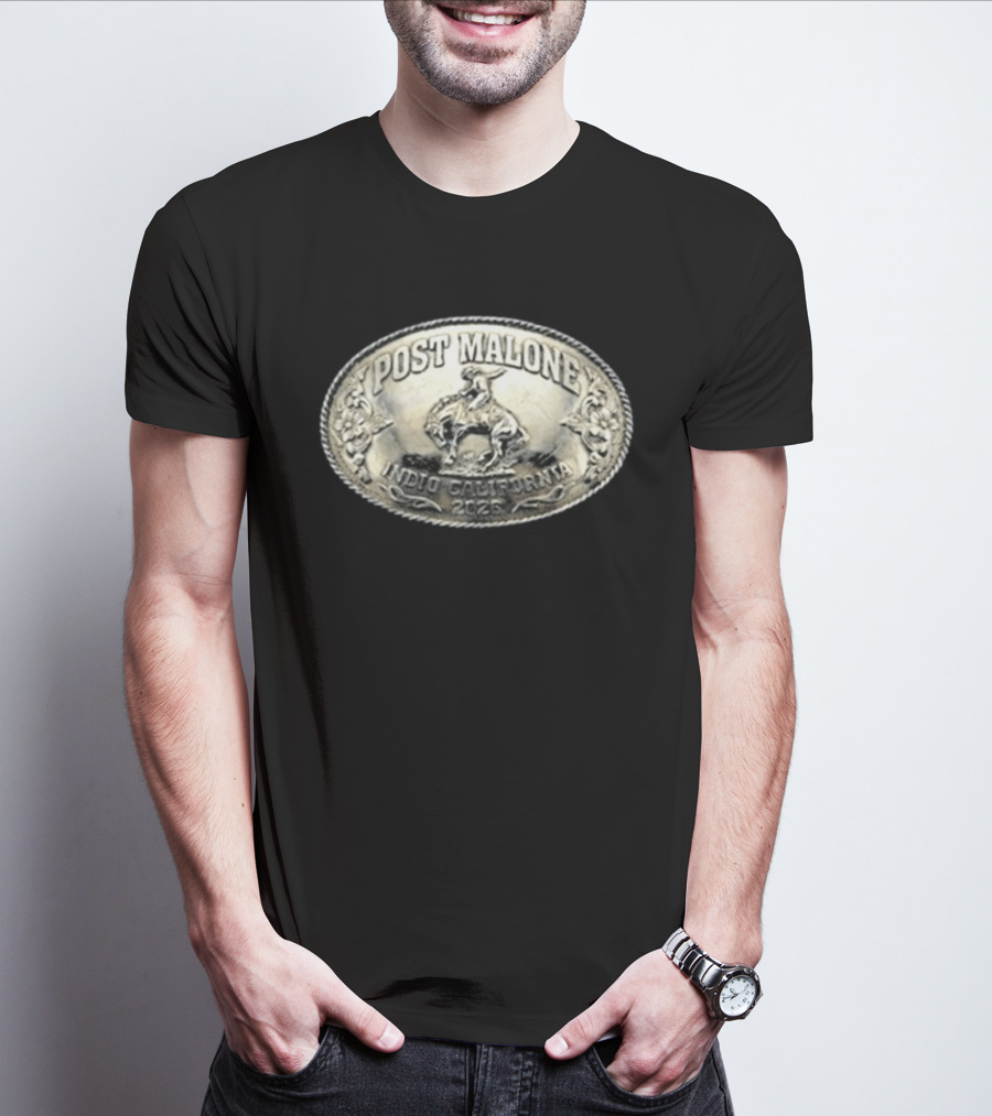 Post Malone Indio California 2026 Rodeo Belt Buckle T-Shirt