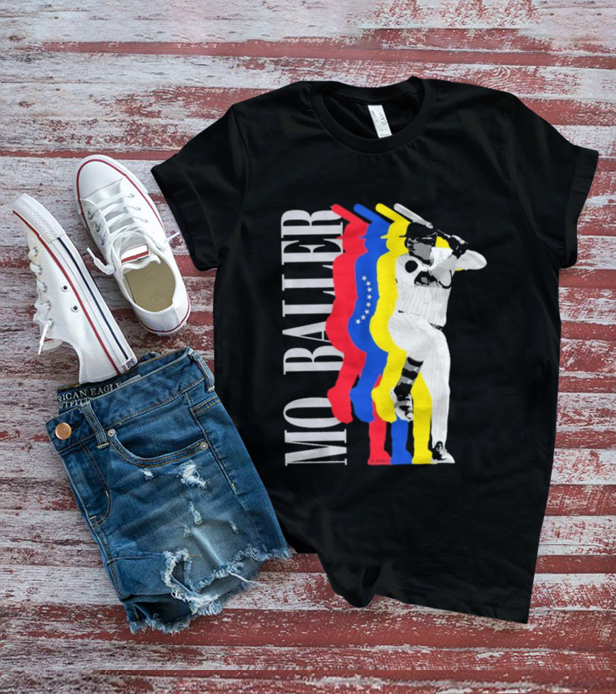 Mo Baller Venezuela Flag Baseball Batting Pose T-Shirt
