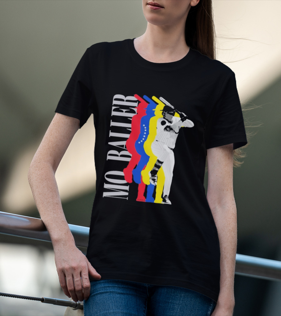Mo Baller Venezuela Flag Baseball Batting Pose T-Shirt