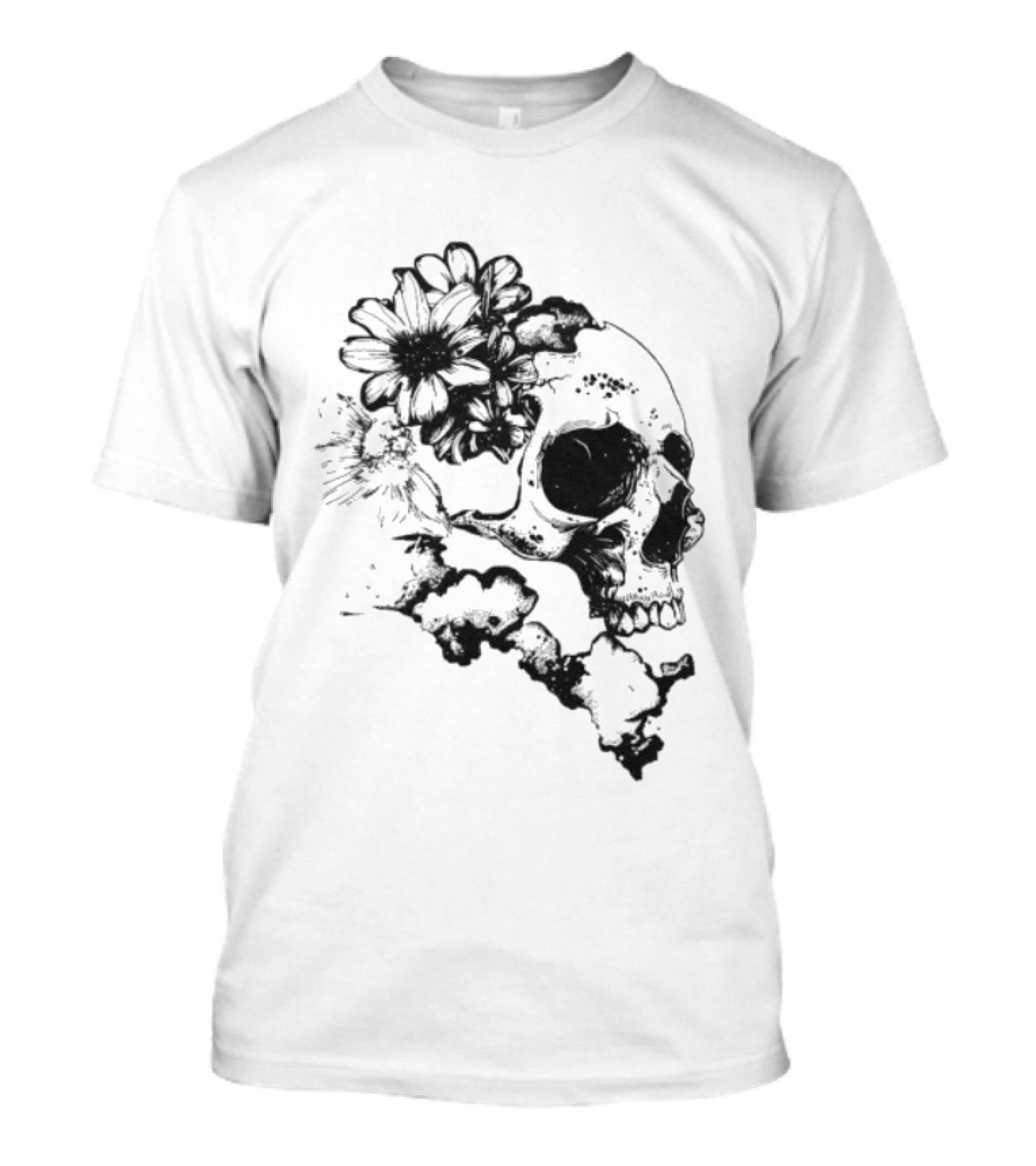 Emery Blooming Skull Watermelon Floral Aesthetic T-Shirt